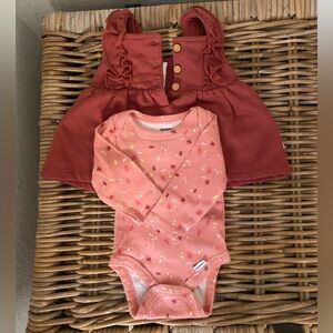 Gerber Coral Rust Pink Two-Piece Baby Matching Set